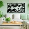 Handmade Metal Elephant Wall Art, Tropical Safari Decor, Jungle Palm Tree Wildlife Art, Nature Home Gift, African Safari Metal Sculpture