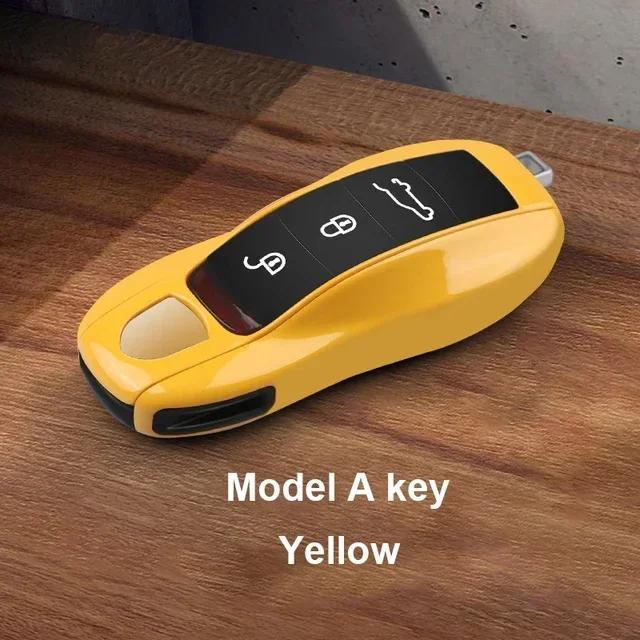 AABKV1 Solid Color ABS Car Key Case Cover Accessories For Porsche Panamera 2017 Cayenne 2018 2019 911 2020 2021 2022 2023 2024 Taycan