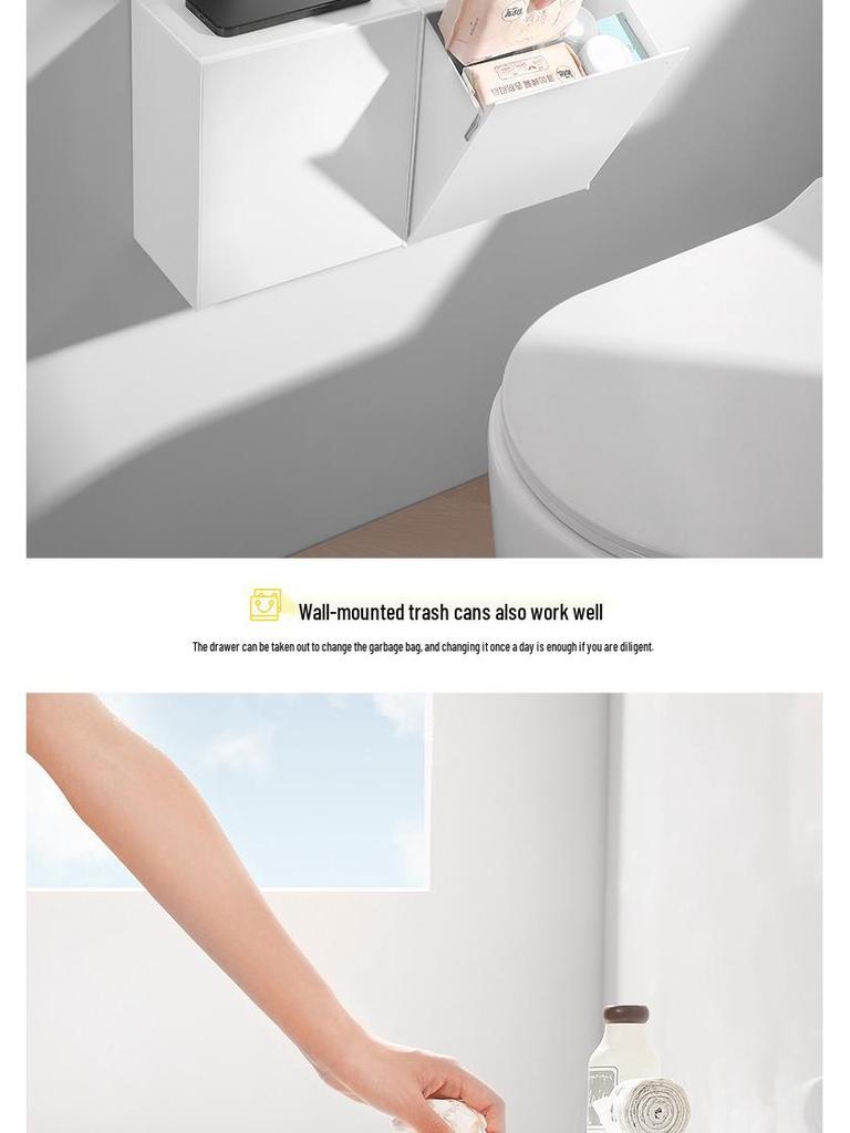 Wandmontierte Aufbewahrungsbox mit Klappdeckel im japanischen Stil: Extra großer Maskenhalter, Badezimmer-Mülleimer, Wattepad- und Damenbinden-Organizer.