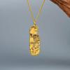 Gold Shop Style Crushed Ice Auspicious Words Pendant Necklace - Women's Ancient Niche Design, Versatile Gold Medal Style.