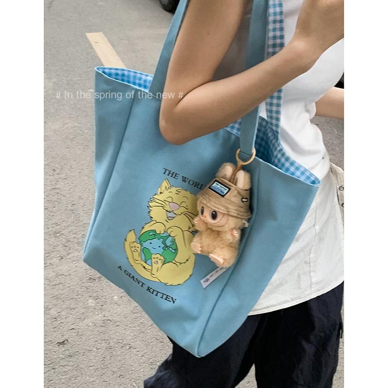 Casual canvas bag, Korean lazy style underarm bag, women's 2025 new letter-printed tote bag, one piece is sent on behalf of others.