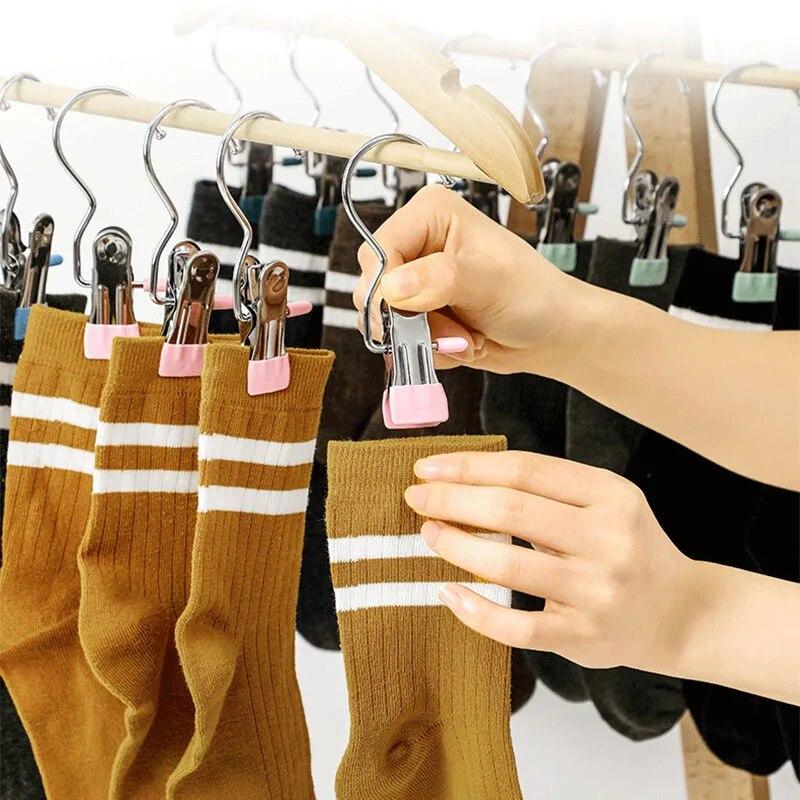 5PCS/set Multifunctional Hook Clips Stainless Steel Clothespins for Clothes Hats Pants Portable Travel Hooks Wardrobe Organizer