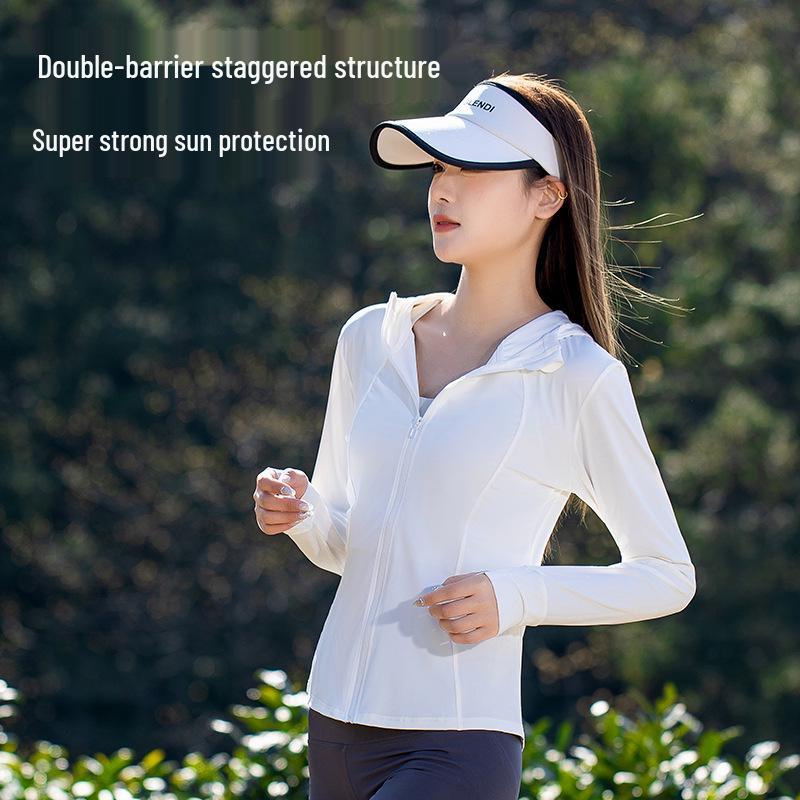 

Женская приталенная рубашка из нейлонового ледяного шелка с защитой от солнца UPF 200 - Дышащая, Устойчивая к УФ-лучам, Летняя короткая XL белый