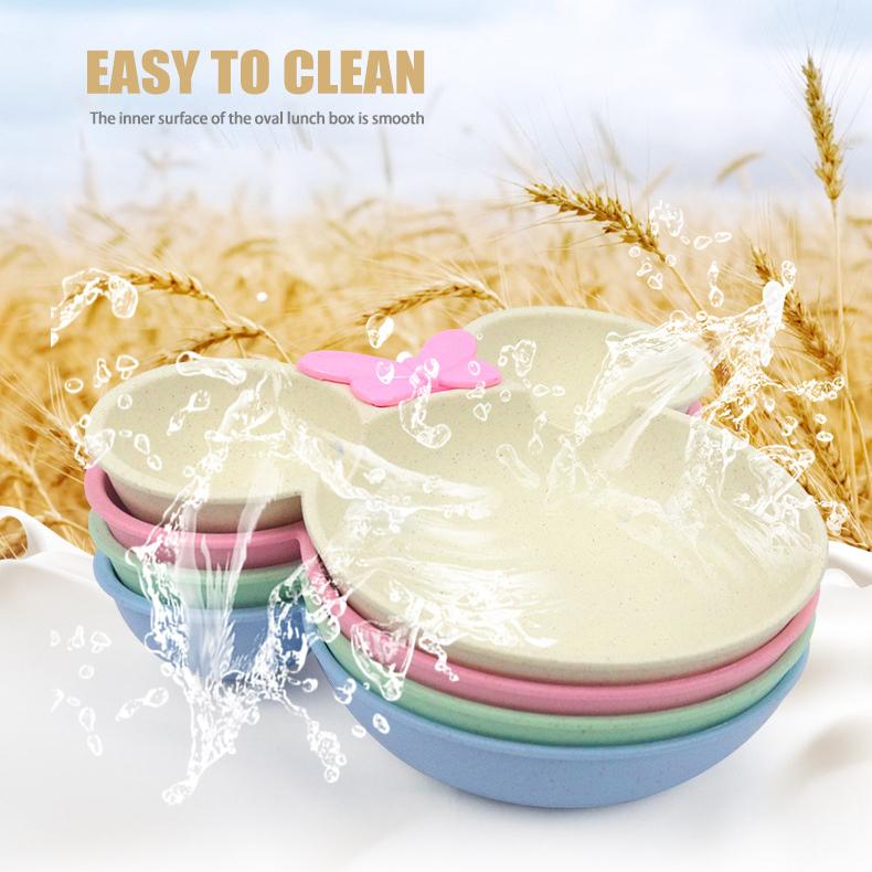 Set de trei piese desene animate creative gradinita bebelusi farfurie tacamuri paie de grau vase pentru copii castron lingura