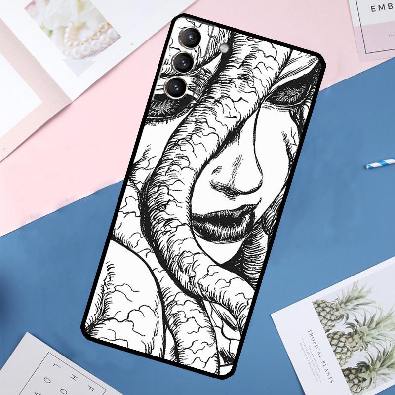 

Horror Manga Style Case For Samsung Galaxy S25 Ultra S24 S23 S22 S21 Ultra S9 S10 Plus S23 FE S25 FE Back Cover Galaxy S25
