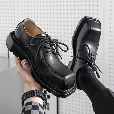 Scarpe da uomo moda originali in pelle scarpa derby stringata designer punta quadrata calzature con plateau punk discoteca abito sneakers