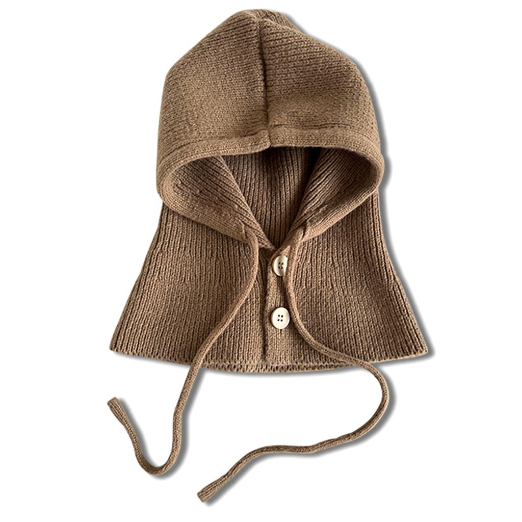 Knit Hoodie Hat for Students Adult Windproof Winter Balaclava Neck Protect Hat with Adjustable Size Warm Cycling Hat