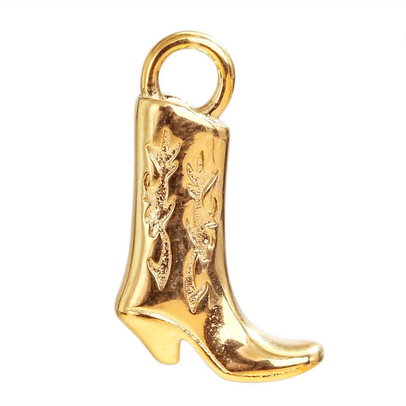 Western Cowboy Boot Stainless Steel Enamel Pendant - DIY Necklace & Bracelet Charm Jewelry.