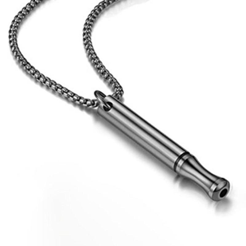 Stainless Steel Whistle for Relieving Anxiety, Meditation, Mindfulness Breathing, Yoga, Titanium Steel Pendant Necklace