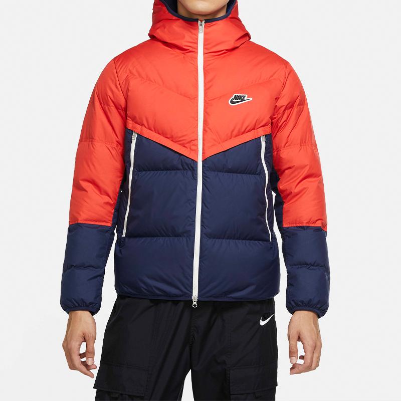Nike Sportswear Down-Fill Windrunner Hooded Warm Short Down Jacket Men Jackets Red Blue CU4405-673