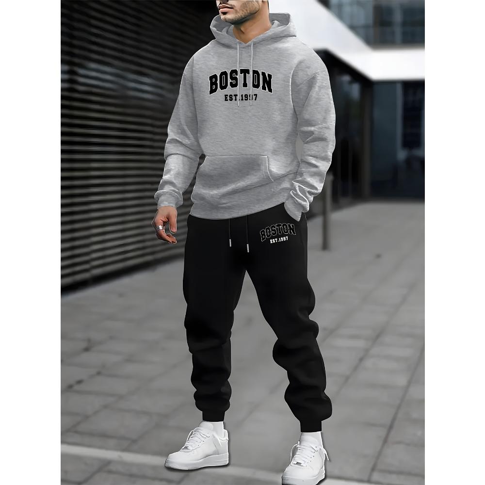 Hoodie Set Men s Fashion New Casual Hooded Sweatshirt Sports Pants Sports Set S