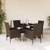 VidaXL Garden Dining Set and Cushions 5pcs Brown Rattan Glass 3278604