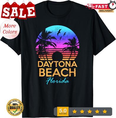 T-shirt Unisexe Daytona Beach Floride Coucher de Soleil Vintage Ambiance Estivale Cadeau