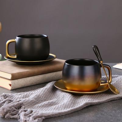 American Gradient Coffee Cup and Plate Two-piece Set of Personalized Creative Ceramic Cup Water Cup Flower Tea Cup Milk Cup