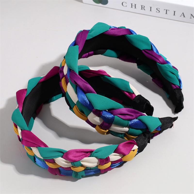 Heavy Handmade Wide Colorful Braided Headband for Women's Photography Party Accessory Headwear Fashionable Adult Hairbands