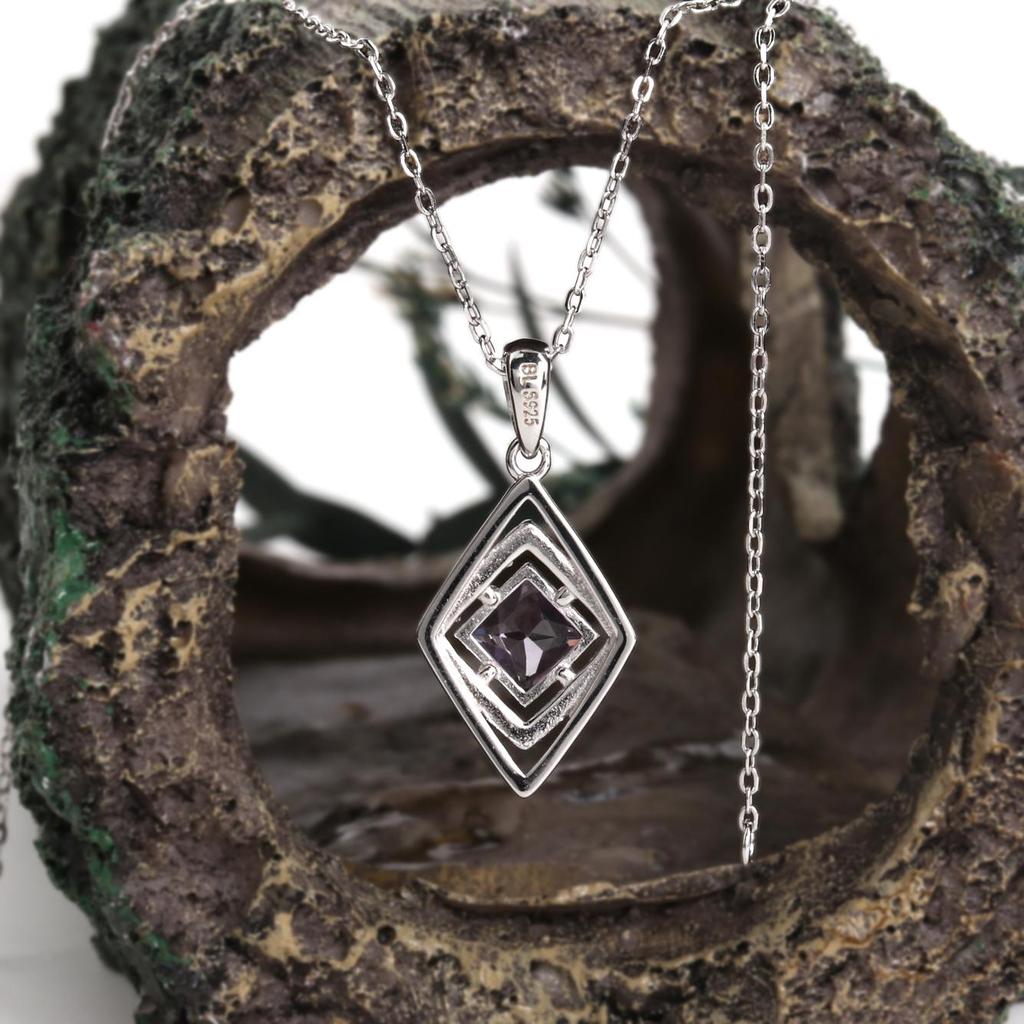 925 Sterling Silver Pendant Necklace Synthetic Color Change Alexander Fine Jewelry for Women and Girls Daily Wear