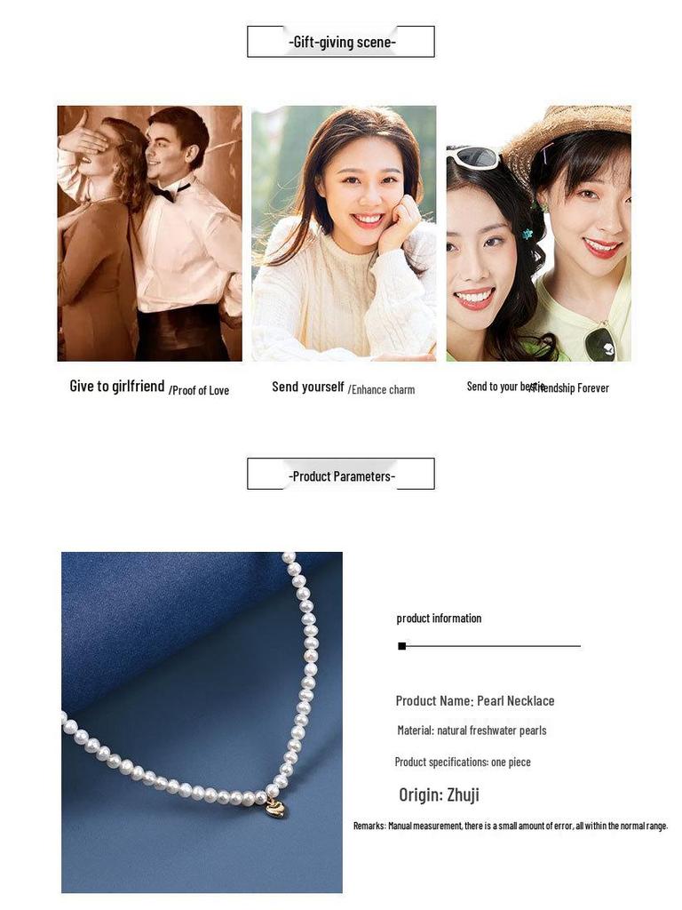 Mini-Choker-Halskette aus natürlichen Süßwasserperlen - 3-4 mm Reisperlen, Damen-Schlüsselbeinkette