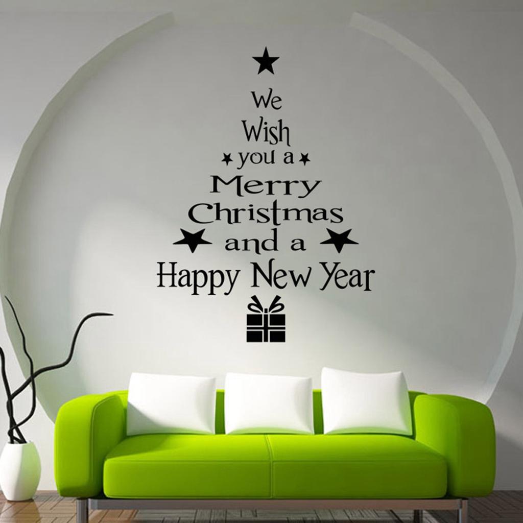 Christmas Tree Wall Stickers Letter Vinyl Wall Decal Creative Wall Sticker Removable Art Wall Paper For Bedroom Living Room 