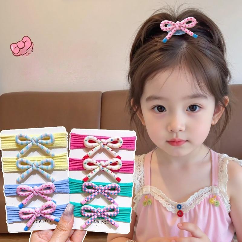 Sweet Bowknot Hairbands Candy Color Polka Dot Bow Ponytail Holder Elastic Rubber Bands Girls Fashion Versatile Hair Ties