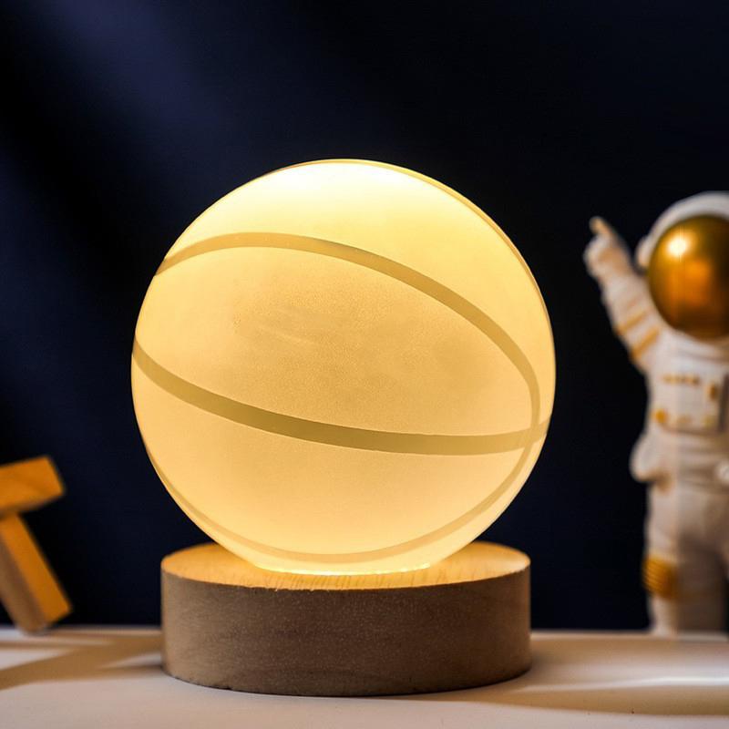6cm 3D Crystal Ball Crystal Planet Night Light Laser Engraved Solar System Globe Christmas Birthday Gift Home Desktop Decoration