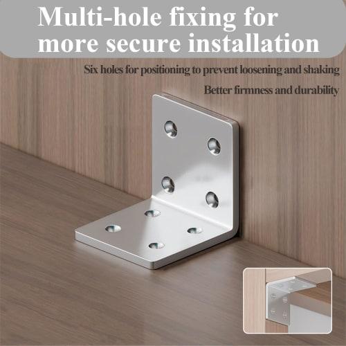 Wopanxye 10-Piece Set of Stainless Steel L-Shaped Shelf Brackets, Fixing Plates, Flat, Wooden Furniture, Kitchen Cabinets, 90-Degree Right Angle, L-Sh