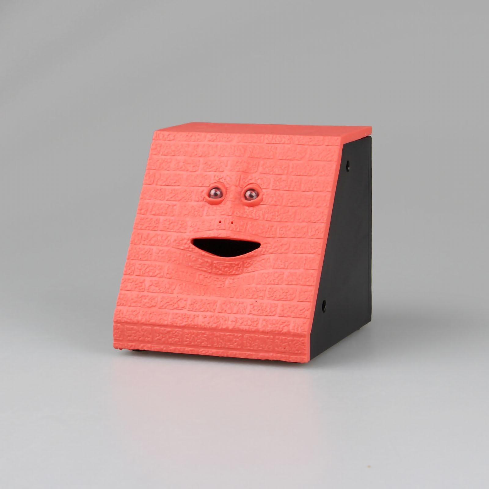 

Пластиковая копилка Новинка Электрическая копилка с поеданием монет Кирпичная поверхность Лицо-копилка со звуком для детей Розовая красный