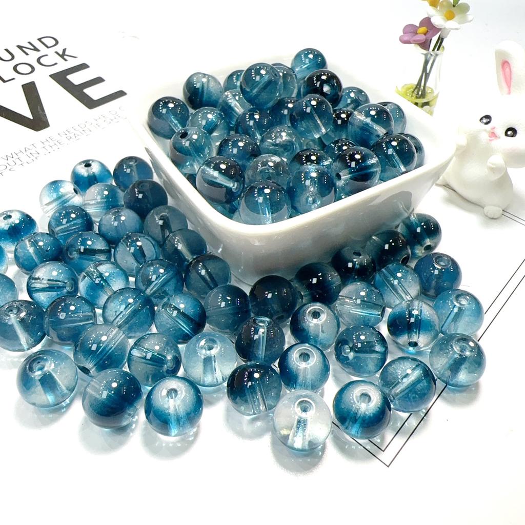 10mm Crackle Glass Round Beads, Loose Spacer Beads DIY Accessories for Bracelet Making 50pcs