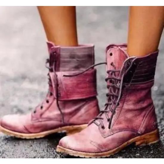 Übergröße 36-43 Schuhe für Damen Herbst Stiefeletten Stickerei Schnürung PU-Leder Damenschuhe Damenschuhe Botas De Mujer