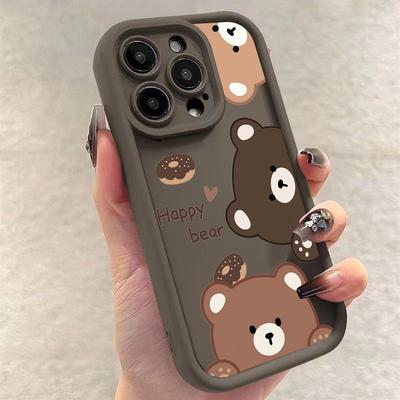 Mi14t Cute Cartoon Bear Shockproof Case for Xiaomi Mi 13t 12t 14 13 12 11 Lite 5g Soft Matte Cover Poco X7 X6 X5 X3 M6 F5 F6 Pro