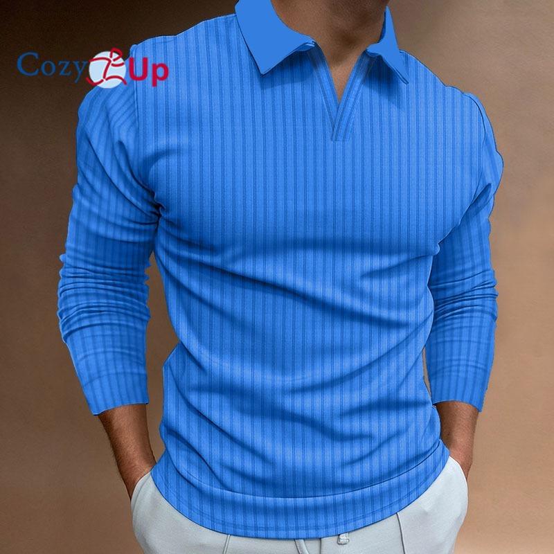 Polo da uomo a maniche lunghe in maglia Cozy Up, polo estivo vintage con bottoni