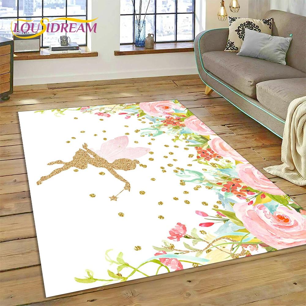 Cute Dream Ballet Girl Ballerina Fairy Carpet Rug for Bedroom Living Room Home Sofa Decoration,Child Game Large Decor Floor Mat