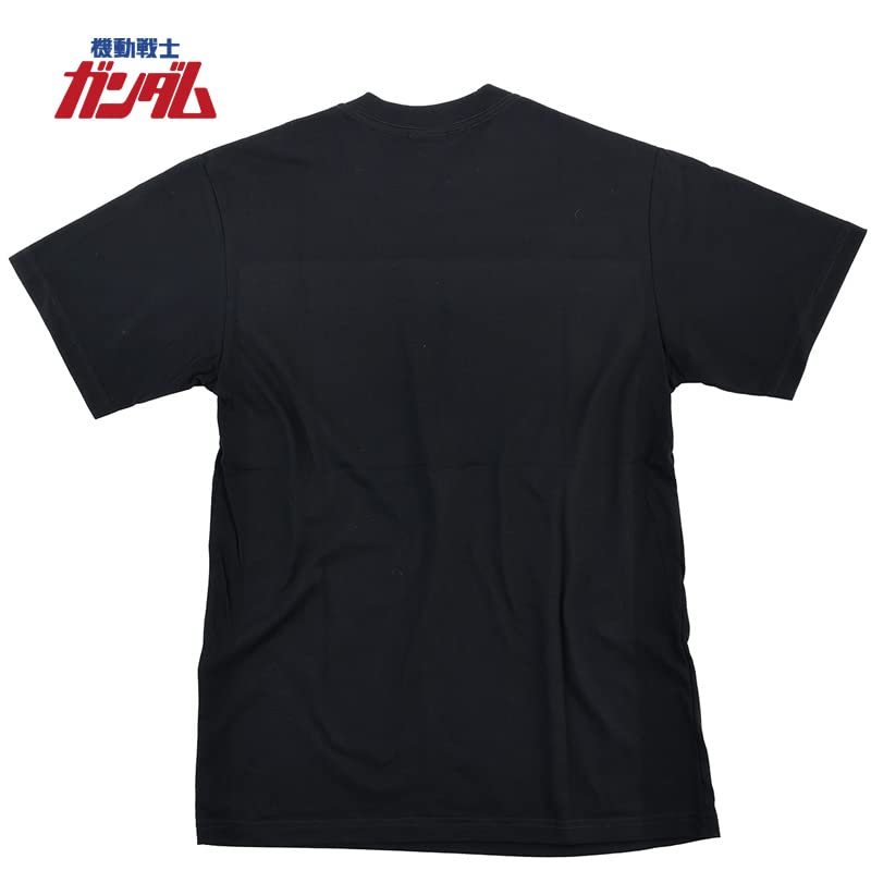 EVERSOUL Mobile Suit Gundam Short Sleeve T-Shirt, Red Comet, Char's Zaku, Mobile Suit, Zeon Forces, Men's, Black, Size L [Parallel Import]