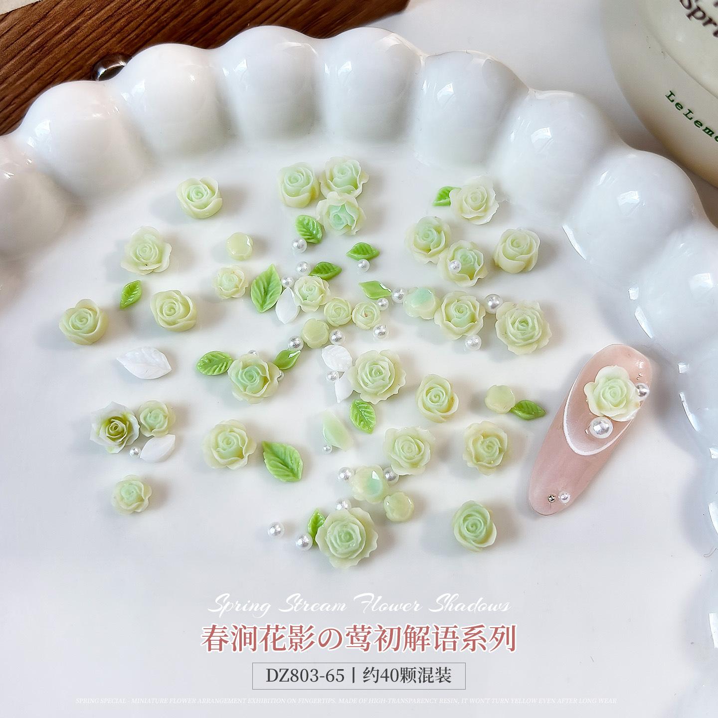 Internet Celebrity Rose Garden Nail Accessories Three-dimensional Gradient Camellia Pearl Mixed Mix DIY Wearing Armor Decoration