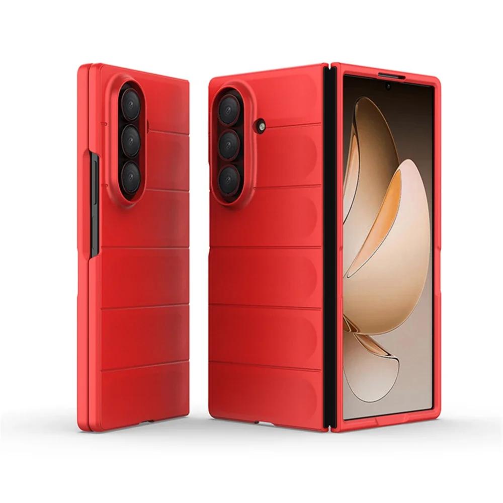 Fashion Simple Smooth-Touch Wave Pure Color Silicone Case For Samsung Galaxy Z Fold 7 6 5 4 3 Full-pack Shockproof Protect Cover