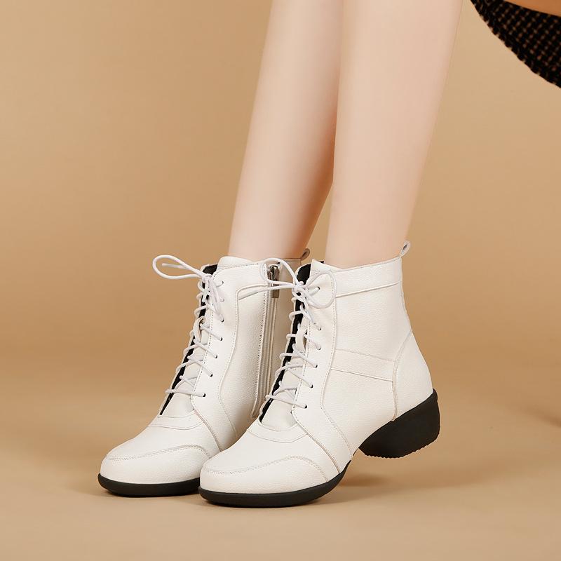 Square Dance Shoes Women Leather Mesh Cool Women Summer Short Boots Dance Sneakers Outdoor Modern Jazz Dancing Shoes Dance Boots