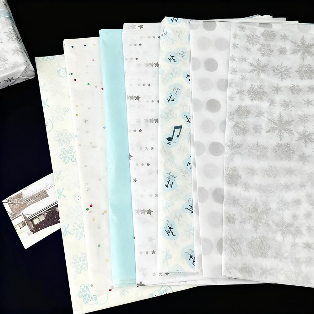 Ins Style High Beauty Blue White Winter Series Snow Pear Paper Collection DIY Large Sheet Decorative Gift Wrapping Paper