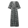 Women's Fashionable Casual Printed V-Neck Dress With Tunic Waist Ruffle Sleeves 3/4 Sleeves A-Line Dress