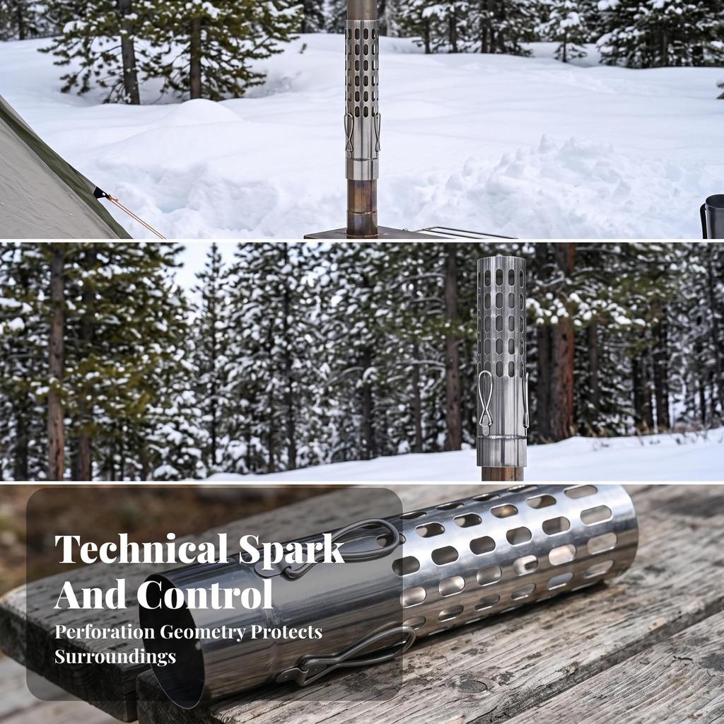 Chimney Pipe with Spark Arrestor Detachable Outdoor for Campers