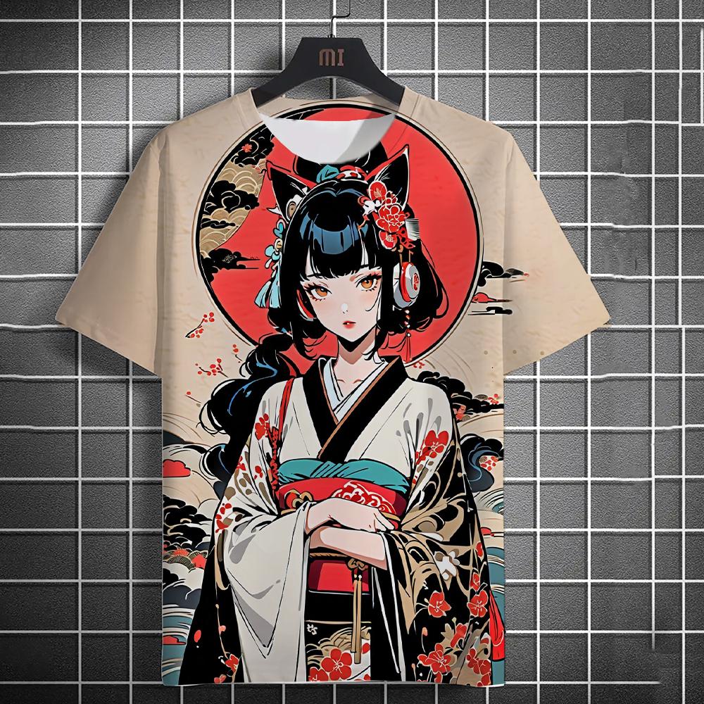 Vintage Girl Pattern Men's T-Shirt Cartoon 3d Printing T-shirt Oversized Tees For Men Bad Girl Harajuku Top Short Sleeve T Shirt