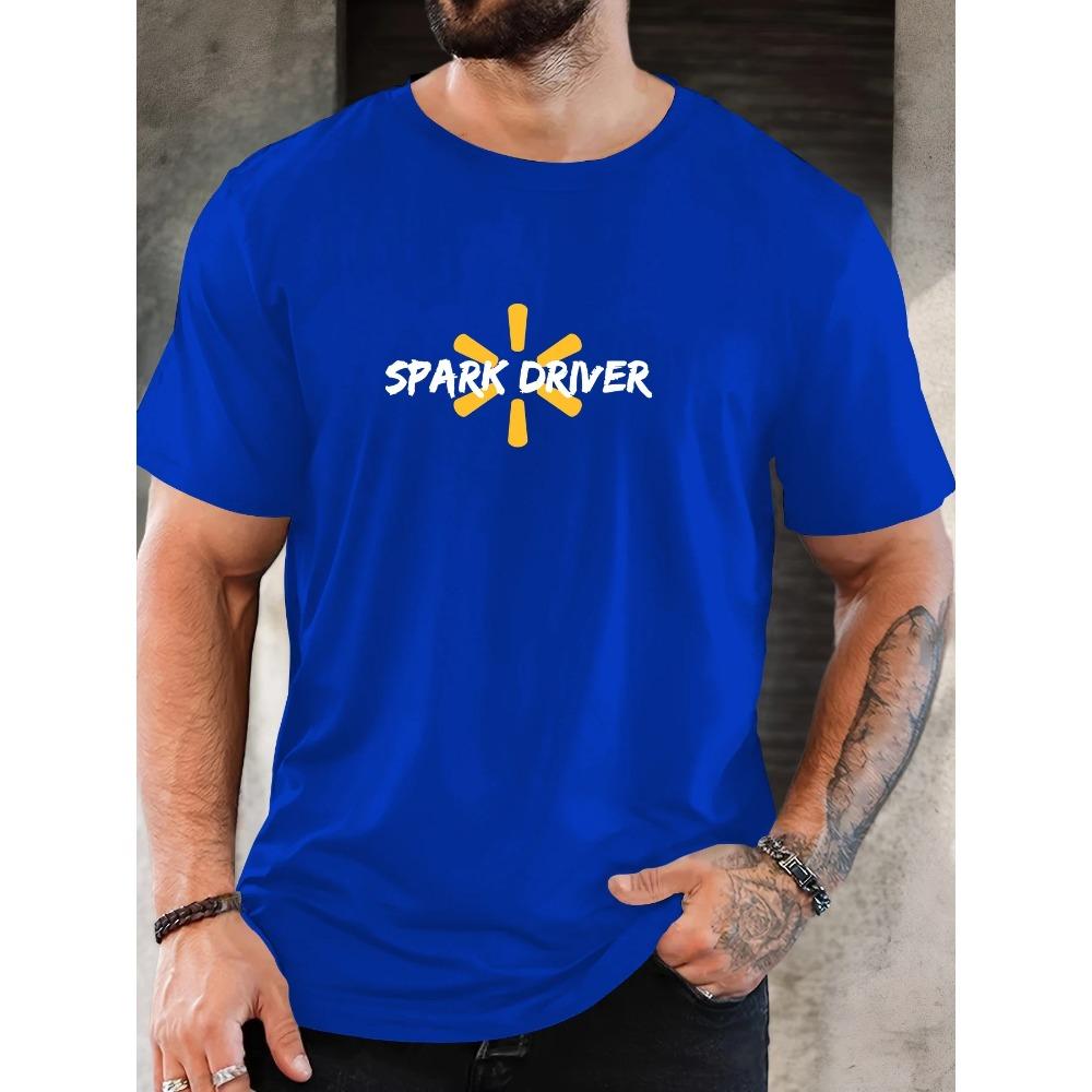 Men's SPARK DRIVER Pattern Summer Casual Crew Neck Short T-shirt
