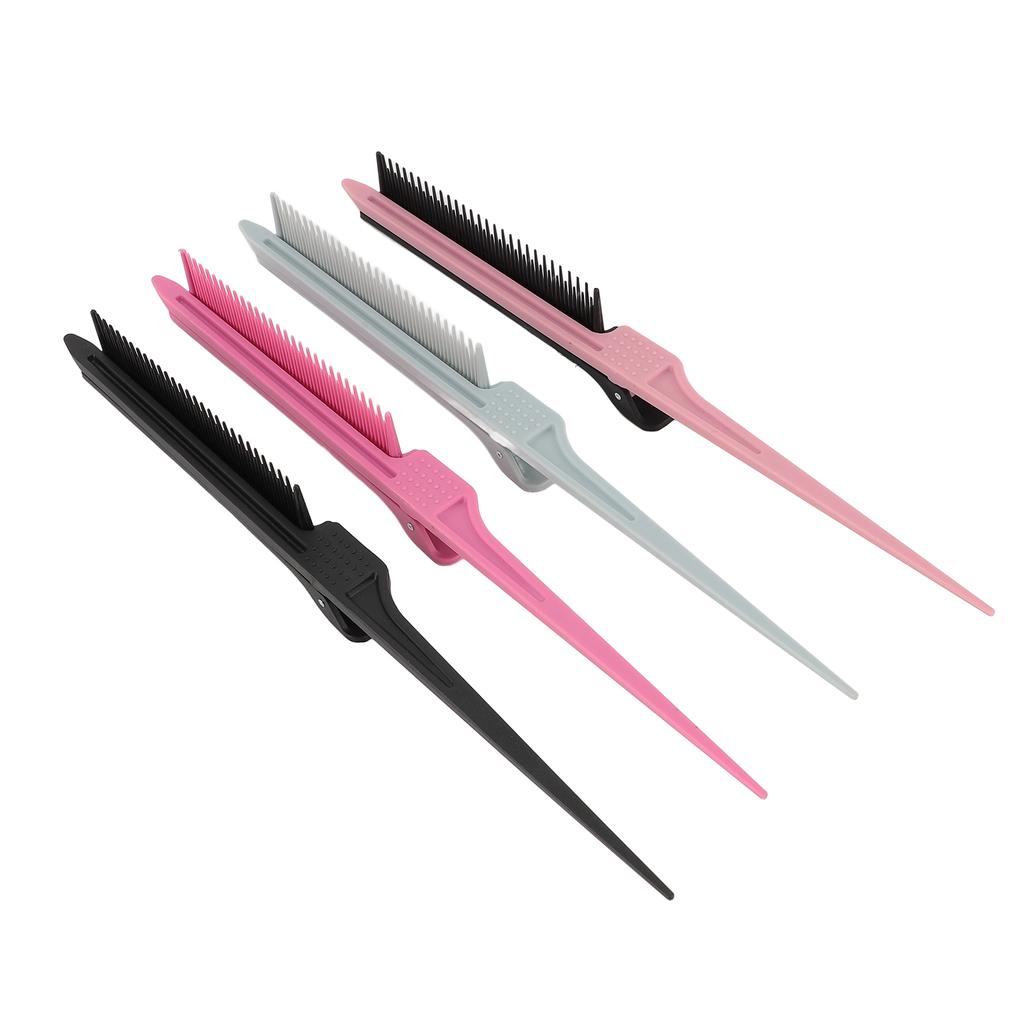 4 Color Rat Tail Highlights Comb with Hair Clip Hair Dyeing Barber Comb Perm Partition Clip Hair Sty