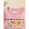 European sizes Kids' Crewneck Sweatshirt Floral Design with Inspirational Text , Sportswear And Casual Wear, Soft And Comfortable, Children's Clothing