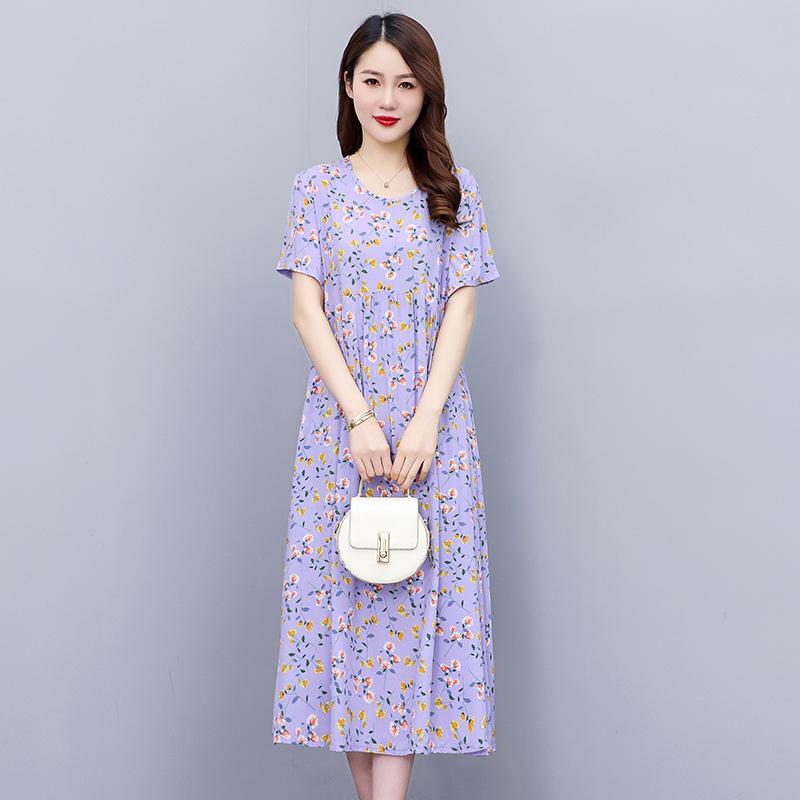 Casualowe letnie sukienki damskie z krótkim rękawem Eleganckie długie sukienki dla pań