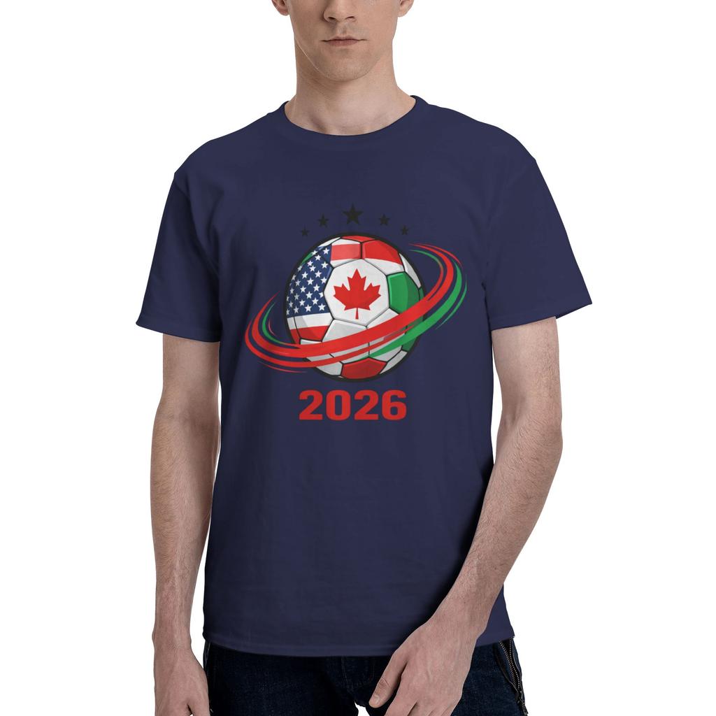 Custom Trendy 2026 Football Soccer Cups T Shirt Unisex Short Sleeves Pure Cotton Tshirt Casual Usa Canada Mexico Tees Tshirts