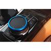 For BMW 5 Series 2018- Blue Aluminum Multimedia Knob Button Frame Trim 1PCS
