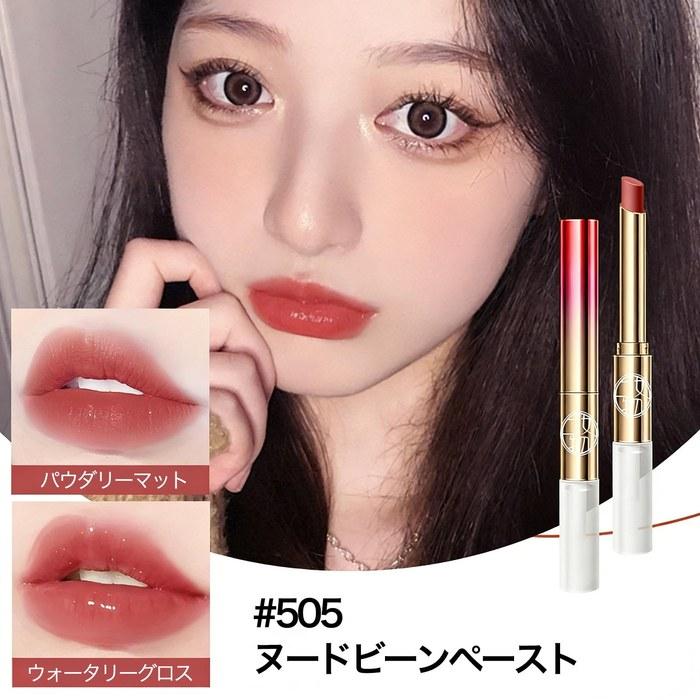NovoUnow Double-Ended Lipstick 2-in-1 with Raincoat Lip Film Forming & Fade-Resistant, Matte & Glossy, Long-Lasting Moisture, Dewy Finish,