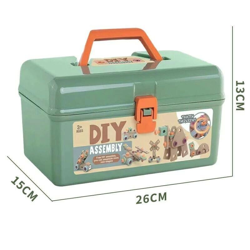 Olesew Electric Drill Carpenter 3D Repair Pretend DIY Educational Birthday Assembly Instructions Included Toy, Screws, Tools, Set, Kit, 144-Piece Set,