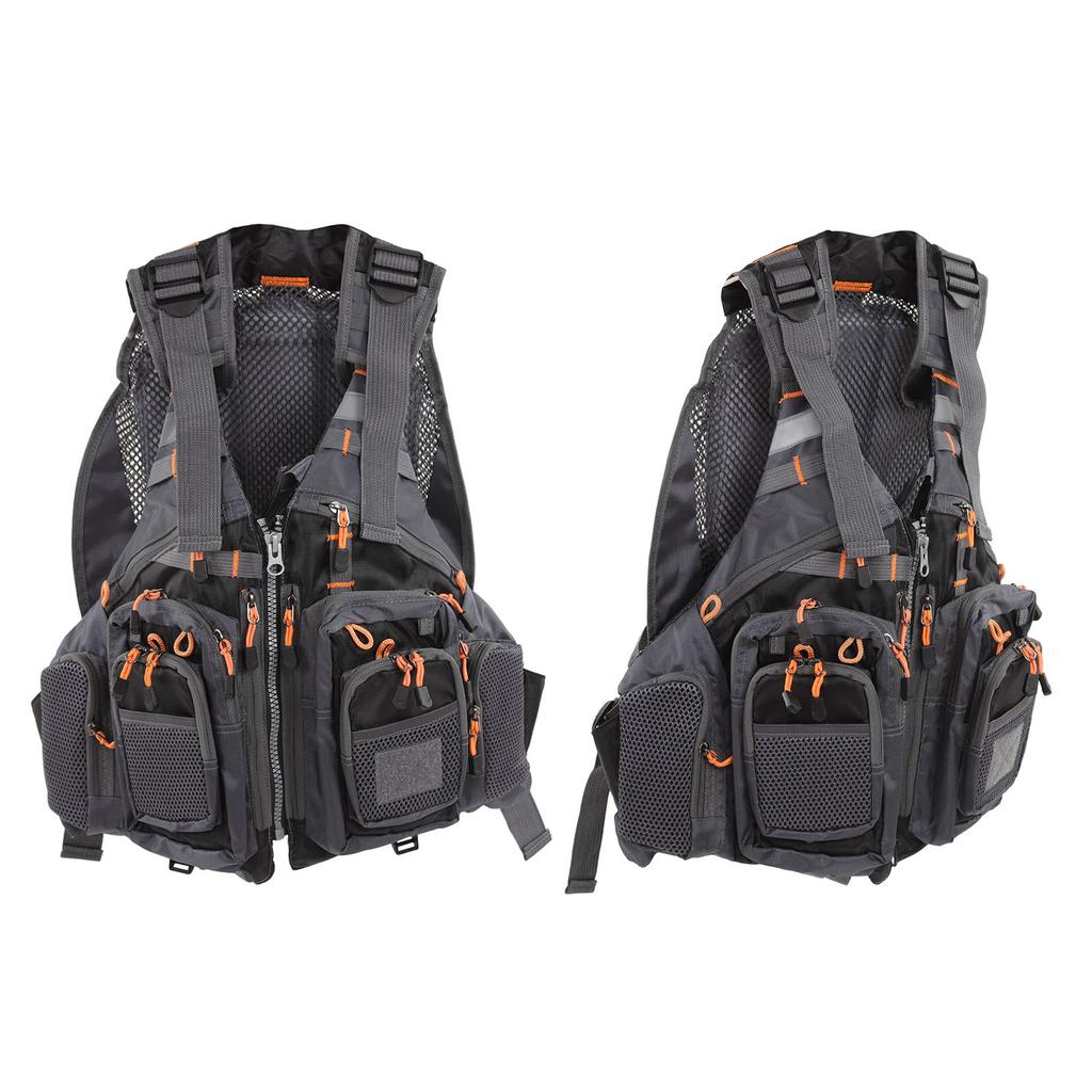 Fishing Vest Backpack Adjustable Shoulder Straps and Belt Black Average Size for Men and Women