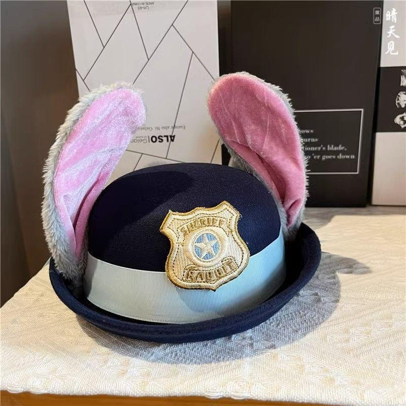 Rabbit Police Officer Hat Children'S Cos Cartoon Rabbit Ears Headdress Girls Lolita Skirt Decoration Cute Judy Hat