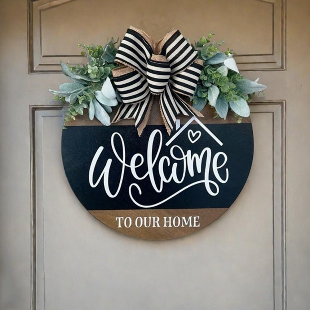 Front Door Farmhouse Wreath: Welcome Sign for Spring & Summer Decor